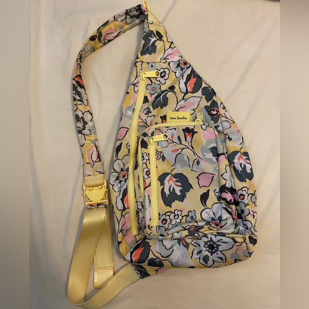 Vera Bradley one strap backpack - yellow floral, barely used - recycled nylon